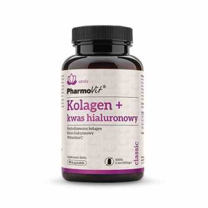 Kolagen + kwas hialuronowy bezglutenowy 90 kapsułek 57,15 g od PHARMOVIT