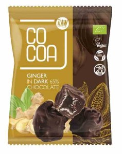 Imbir kandyzowany w ciemnej czekoladzie 65 % BIO 70 g od COCOA