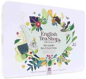 Zestaw herbat i herbatek luksusowych BIO w puszce (6 smaków) (36 x 2,04 g) 73,5 g od ENGLISH TEA SHOP ORGANIC