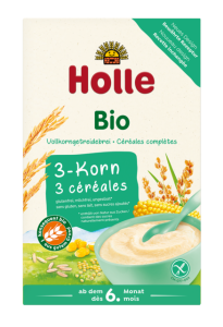Kaszka pełnoziarnista 3 zboża bez dodatku cukrów bezglutenowa od 6 m-cy BIO 250 g od HOLLE