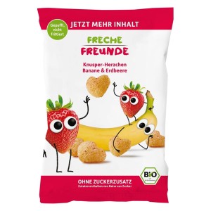 Chrupki kukurydziane bananowo truskawkowe od 1 roku życia BIO 30 g od FRECHE FREUNDE
