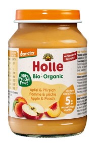 Jabłko - brzoskwinia bezglutenowe od 5 m-ca demeter BIO 190 g (słoik) - HOLLE
