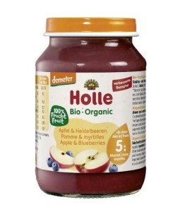 Jabłko - borówka bezglutenowe od 5 m-ca demeter BIO 190 g (słoik) - HOLLE