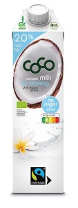 Coconut milk napój kokosowy do picia 2 % tłuszczu bez dodatku cukrów fair trade BIO 1 l od COCO DR MARTINS
