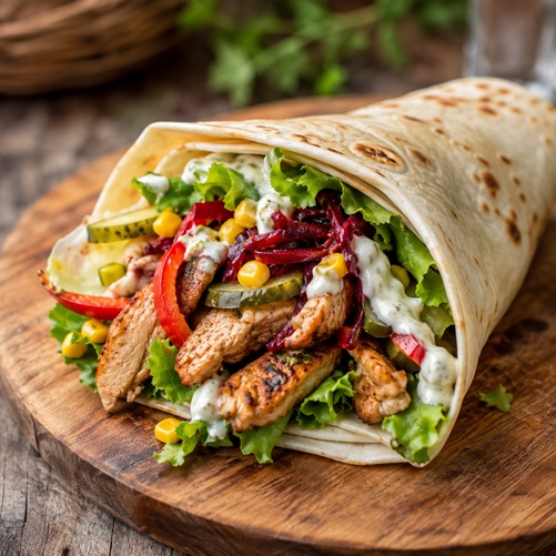 Domowy kebab z kurczakiem – prosty przepis na miękki placek bez wałkowania
